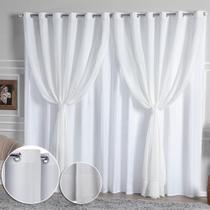 Cortina Linho Flame Voil de Gaze 2,80m x 2,50m c/ Forro e Abraçadeira
