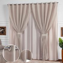 Cortina Linho Flame Voil de Gaze 2,80m x 2,50m com Forro e Abraçadeira - Paulo Cezar Enxovais