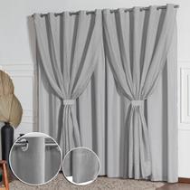 Cortina Linho Flame Voil de Gaze 4,00m x 2,60m com Forro e Abraçadeira - Paulo Cezar Enxovais