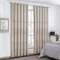 Cortina Liz Bordada para Varão Simples 3,00m x 2,60m com Forro 100% Poliéster - Bege