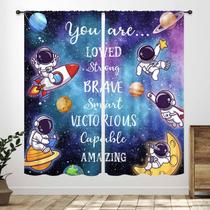Cortina Lnepty Kids Outer Space 160x215cm, poliéster, 2 painéis