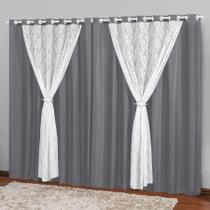 Cortina Longa Tecido Renda 3,00m Para Sala Cinza Marrocos Cortina Longa Tecido Renda 3,00m Para Sala Cinza Marrocos