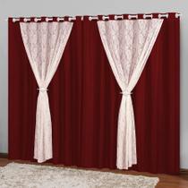 Cortina Longa Tecido Renda 3,00m Para Sala Vermelha Marrocos Cortina Longa Tecido Renda 3,00m Para Sala Vermelha Marrocos