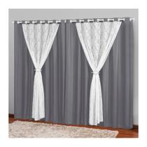 Cortina Longa Tecido Renda 3,00x2,50 Oferta Cinza Marrocos Cortina Longa Tecido Renda 3,00x2,50 Oferta Cinza Marrocos
