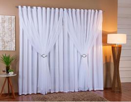 Cortina Lorena 3m Largura X 2,80 Altura Voil e Forro Branca