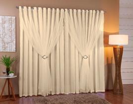 Cortina Lorena Para Sala ou Quarto Com Forro 4,00m x 2,80m Microfibra com Voil Cortina Lorena Para Sala ou Quarto Com Forro 4,00m x 2,80m Microfibra com Voil