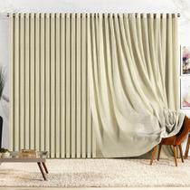 Cortina Lucy Blackout Voil Gaze Linho 4,40m X 2,50m Sala Quarto Varão 3m - Palha - 100% Poliéster Cortina Lucy Blackout Voil Gaze Linho 4,40m X 2,50m Sala Quarto Varão 3m - Palha - 100% Poliéster