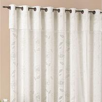Cortina Luna 2,00M X 2,50M Palha Tecido Renda Floral Leve Para Sala Ou Quarto