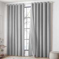 Cortina Lunna Voil Gaze Microfibra 3,00x2,60m Sala Quarto Varão 3M - Cinza - 100% Poliéster