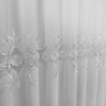 Cortina Luxuosa De Voil Linho Bordado Gripir Luxo Forrada 3,00x2,35