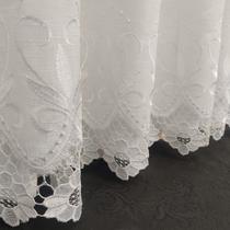 Cortina Luxuosa De Voil Linho Bordado Guipir Forrada 4,00x2,30