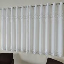 Cortina Luxuosa Voal Guipir Bordado Com Forro Microfibra 3,00x1,80
