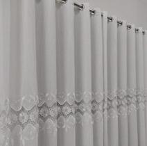 Cortina Luxuosa Voil Gaze De Linho Bordada Guipir Forrada P/ Varão 6,00x2,50