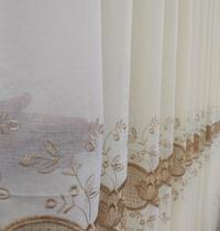 Cortina Luxuosa Voil Linho Bordado Guipir Forrada 2,00x2,50