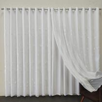 Cortina Luxuosa Voil/Voal Bordada Para Janela Com Forro Microfibra Leve 4,00x2,60