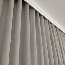 Cortina Luxuosa Wave Trilho Suíço Duplo Voil Linho Com Forro Blackout Alto Padrão 6,00x2,50