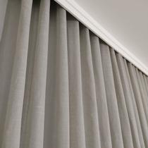 Cortina Luxuosa Wave Trilho Suíço Duplo Voil Linho Com Forro Blackout Alto Padrão 6,00x2,50