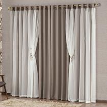 Cortina Mabelle 2,00m x 1,70m Avelã Semi Blackout Com Voal Sala ou Quarto Para Varão Simples Cortina Mabelle 2,00m x 1,70m Avelã Semi Blackout Com Voal Sala ou Quarto Para Varão Simples