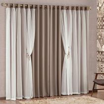 Cortina Mabelle Tecido Semi Blackout Com Voil 2,00 X 1,70 Avela