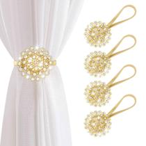 Cortina magnética Tiebacks AULEEP, pacote com 4 unidades, ouro cristal Cortina magnética Tiebacks AULEEP, pacote com 4 unidades, ouro cristal