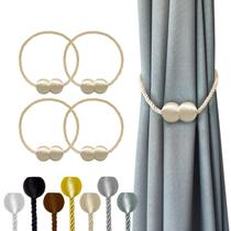 Cortina magnética Tiebacks Hion Beige, pacote com 4 para decoração de casa