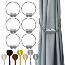 Cortina magnética Tiebacks Hion Grey, pacote com 6 unidades para decoração de casa Cortina magnética Tiebacks Hion Grey, pacote com 6 unidades para decoração de casa