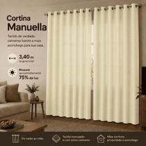 Cortina Manuella Para Varão 2,60x3,40m Sala Quarto Elegante Bloqueia Luz e Privacidade