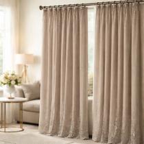 Cortina Marrom Renda Com Forro Sala Roseiral 3,00x1,80 alt