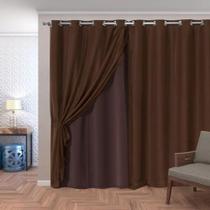 Cortina marrom voal/ blackout corta luz ideal para escurecer sala ou quarto tam.2.60 l /2.50 altura