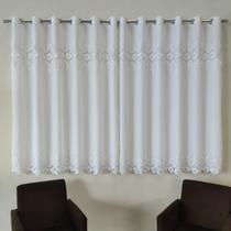 Cortina Meia Parede Voil Linho Guipir Para Varão Luxuosa 3,00x1,80