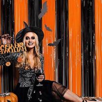 Cortina Metalizada 2 Metros Altura Halloween Preto e Laranja Dia Das Bruxas Cortina Metalizada 2 Metros Altura Halloween Preto e Laranja Dia Das Bruxas