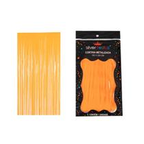 Cortina Metalizada Laranja 100 X 200 Cm Un - Silverfestas