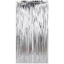 Cortina Metaloide Holografica Prata Decoração Festa 1X2M