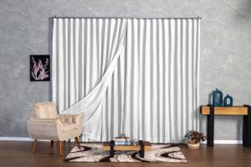 Cortina Microfibra Com Linho 3,00x2,50 Para Trilho Duplo -