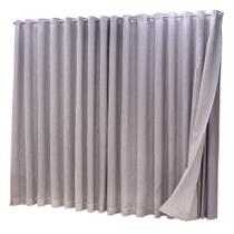 Cortina Microfibra com Linho 4,00x2,80 para Varão Duplo Cinza Ludatex