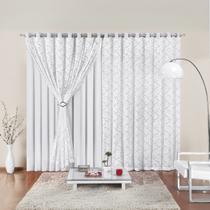Cortina microfibra com renda 2,00x1,70 janela branca Yasmin