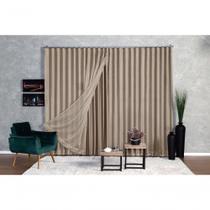 Cortina Microfibra com Voil 3,00x2,50m para Trilho Duplo Marrom Avelã Ludatex Cortina Microfibra com Voil 3,00x2,50m para Trilho Duplo Marrom Avelã Ludatex