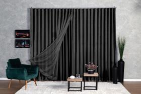 Cortina Microfibra Com Voil 5,00x2,30 Para Trilho Suíço -
