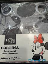 Cortina Minnie escrita jaquard cinza para varão ate 2,00 m x 1,70 m