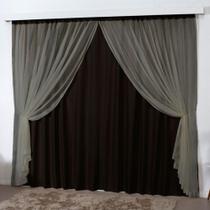 Cortina Mirage 3 Mts Sala Quarto Blackout Voal Trilho Suisso - Tabaco - 100% Poliéster