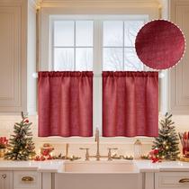 Cortina MIULEE Borgonha de linho vermelho 61x61 cm com filtragem de luz Cortina MIULEE Borgonha de linho vermelho 61x61 cm com filtragem de luz