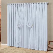 Cortina Monte Real 3,00m X 2,50m Tecido Blackout Voal Fitado Varão Simples - Gelo Cortina Monte Real 3,00m X 2,50m Tecido Blackout Voal Fitado Varão Simples - Gelo