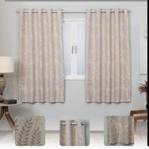 Cortina na Cor Bege Jackar 2,80x1,70 Semi Blecaute Jacquard