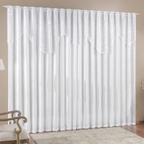 Cortina Nicole 2 Metros Branca Tecido Microfibra Com Renda Floral Sala Quarto Cortina Nicole 2 Metros Branca Tecido Microfibra Com Renda Floral Sala Quarto