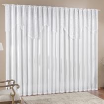 Cortina Nicole 2 Metros Branca Tecido Microfibra Com Renda Floral Sala Quarto Cortina Nicole 2 Metros Branca Tecido Microfibra Com Renda Floral Sala Quarto