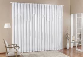 Cortina Nicole 3 Metros Branca Tecido Microfibra Com Renda Floral Sala Quarto Cortina Nicole 3 Metros Branca Tecido Microfibra Com Renda Floral Sala Quarto