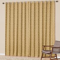 Cortina Nobre Jacquard Dourado 3,00m x 2,50m p/ Varão Simples