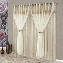 Cortina Nobreza Luxo para Varão Tecido Seda Amassada e Voal 3,00 x 2,50 Metros - Bronze Cortina Nobreza Luxo para Varão Tecido Seda Amassada e Voal 3,00 x 2,50 Metros - Bronze