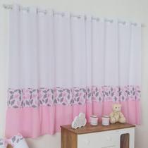 Cortina Nuvenzinha 2m X 1,7m Quarto Do Bebe Menino Menina - Rosa
