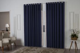 Cortina Oxford 3,00x2,50 Sala Quarto Porta Azul Marinho - Sofisticada Moda Casa